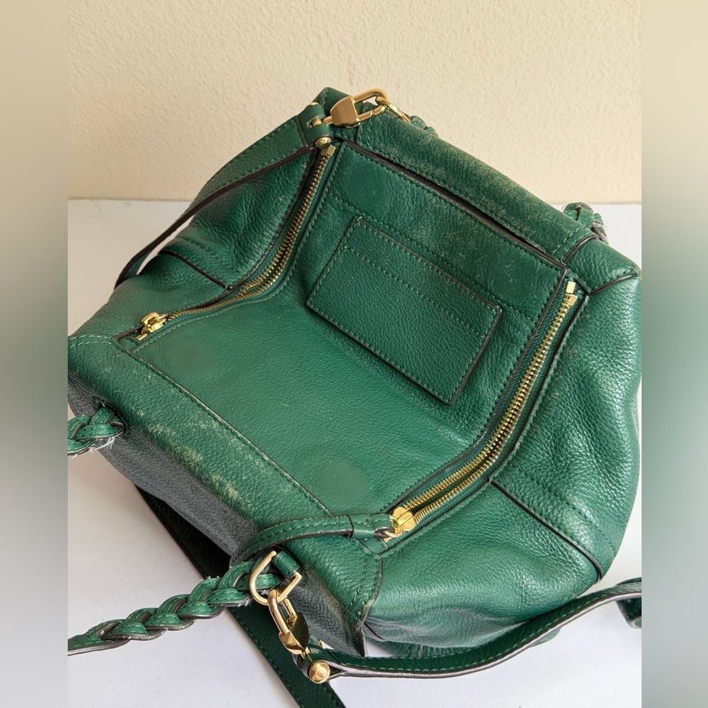 Tory Burch Half Moon Satchel in Green Pebbled Leather - Picture 10 of 13